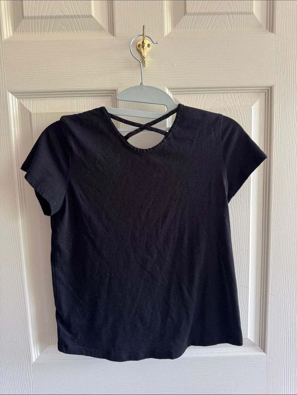 Old Navy Girls' White and black Short-Sleeve Tee with Back Strap Detail (bundle)